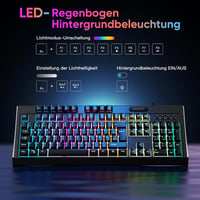OMOTON Félmechanikus Gamer Billentyűzet, Programozható, Mágneses Csuklótámasz, QWERTZ Háttérvilágítás, 26 Gomb, Anti-Ghosting, Windows/PS4 K 3