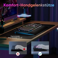 OMOTON Félmechanikus Gamer Billentyűzet, Programozható, Mágneses Csuklótámasz, QWERTZ Háttérvilágítás, 26 Gomb, Anti-Ghosting, Windows/PS4 K 5