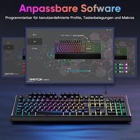 OMOTON Félmechanikus Gamer Billentyűzet, Programozható, Mágneses Csuklótámasz, QWERTZ Háttérvilágítás, 26 Gomb, Anti-Ghosting, Windows/PS4 K 6