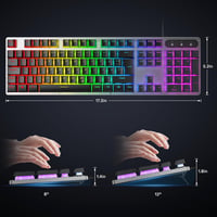 OMOTON Gaming Billentyűzet USB Rainbow LED Világítás, PC Laptop Gamer Billentyűzet, 26 Gombos Ütközésmentes QWERTZ 2