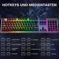 OMOTON Gaming Billentyűzet USB Rainbow LED Világítás, PC Laptop Gamer Billentyűzet, 26 Gombos Ütközésmentes QWERTZ 6