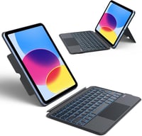 OMOTON iPad 10. generáció billentyűzetes tok, 7 színű háttérvilágítás, touchpad, QWERTZ - fekete 7