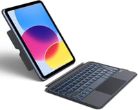 OMOTON iPad 10. generáció billentyűzetes tok, 7 színű háttérvilágítás, touchpad, QWERTZ - fekete 1