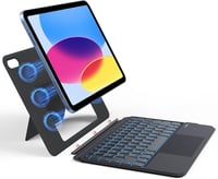 OMOTON iPad 10. generáció billentyűzetes tok, 7 színű háttérvilágítás, touchpad, QWERTZ - fekete 8