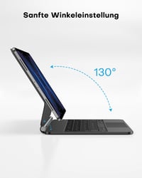 OMOTON iPad Air 11 Billentyűzet Tok Trackpad-dal, QWERTZ Bluetooth Billentyűzet, Fekete 5