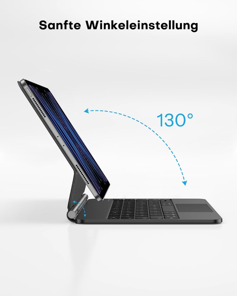 OMOTON iPad Air 11 Billentyűzet Tok Trackpad-dal, QWERTZ Bluetooth Billentyűzet, Fekete