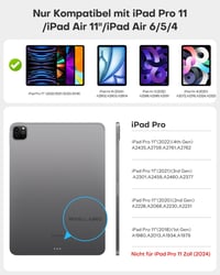 OMOTON iPad Air 11 Billentyűzet Tok Trackpad-dal, QWERTZ Bluetooth Billentyűzet, Fekete 2