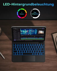 OMOTON iPad Air 11 Billentyűzet Tok Trackpad-dal, QWERTZ Bluetooth Billentyűzet, Fekete 6