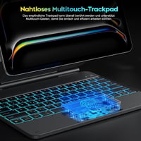 OMOTON iPad Pro 13 M4 Bluetooth Billentyűzet Tok Trackpad-dal, QWERTZ DE Layout, Fekete 3