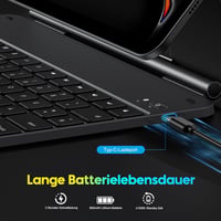 OMOTON iPad Pro 13 M4 Bluetooth Billentyűzet Tok Trackpad-dal, QWERTZ DE Layout, Fekete 8