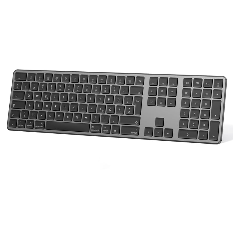 OMOTON KB515 Bluetooth klávesnica pre Mac, 3 kanály, rozloženie QWERTZ DE – sivá