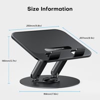 OMOTON Laptop Stand fém alappal, 360° forgatható, összecsukható ergonomikus állvány 15" MacBook-hoz 5