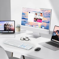 Bluetooth klávesnica OMOTON pre Mac, 3-kanálová, nabíjateľná, rozloženie QWERTZ DE, modrá 5
