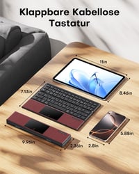 OMOTON Összecsukható Bluetooth Billentyűzet Touchpaddal, Hordozható Vezeték Nélküli QWERTZ 8