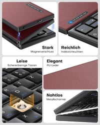 OMOTON Összecsukható Bluetooth Billentyűzet Touchpaddal, Hordozható Vezeték Nélküli QWERTZ 4