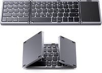 OMOTON Összecsukható Bluetooth Billentyűzet Touchpaddal, Vezeték Nélküli QWERTZ Billentyűzet Tablethez és Laptophoz 1