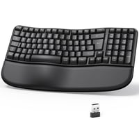 OMOTON Bezdrôtová Ergonomická Klávesnica - Wave Keys, 2.4G USB, S Opierkou Zápästia, Nemecké QWERTZ Rozloženie, Čierna 1