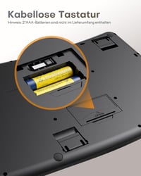 OMOTON Vezeték Nélküli Ergonomikus Billentyűzet - Wave Keys, 2.4G USB, Csuklótámasztóval, Német QWERTZ Kiosztás, Fekete 3