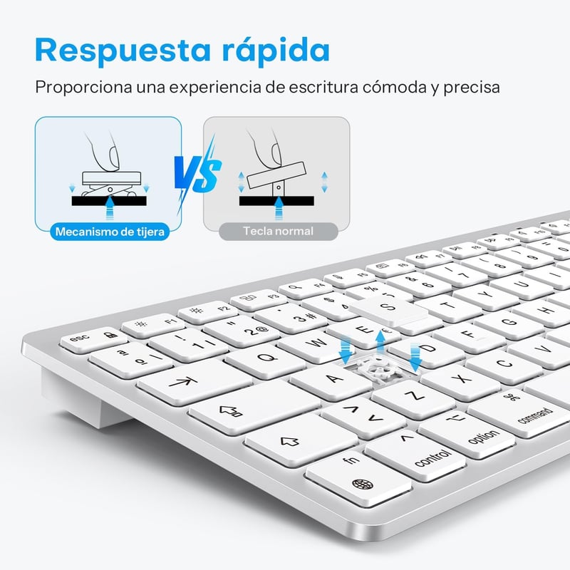 OMOTON Vezetékes Mac Billentyűzet ES Layout, USB-C/USB, Csendes Billentyűk, iMac és Mac Mini Kompatibilis