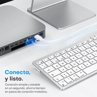 OMOTON Vezetékes Mac Billentyűzet ES Layout, USB-C/USB, Csendes Billentyűk, iMac és Mac Mini Kompatibilis 2