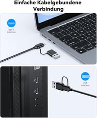 OMOTON Világító Billentyűzet QWERTZ USB-A/C Fekete Nagyobb Gombokkal Időseknek 5