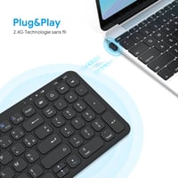 OMOTON Wireless 2.4GHz AZERTY Billentyűzet Numerikus Billentyűzettel PC Windows Számítógéphez Csendes Fekete 7