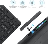 OMOTON Wireless 2.4GHz AZERTY Billentyűzet Numerikus Billentyűzettel PC Windows Számítógéphez Csendes Fekete 2