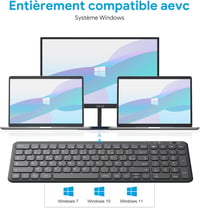 OMOTON Wireless 2.4GHz AZERTY Billentyűzet Numerikus Billentyűzettel PC Windows Számítógéphez Csendes Fekete 4