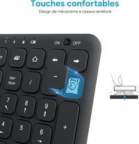 OMOTON Wireless 2.4GHz AZERTY Billentyűzet Numerikus Billentyűzettel PC Windows Számítógéphez Csendes Fekete 6