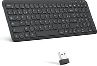 OMOTON Wireless 2.4GHz AZERTY Billentyűzet Numerikus Billentyűzettel PC Windows Számítógéphez Csendes Fekete 9