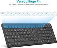OMOTON Wireless 2.4GHz AZERTY Billentyűzet Numerikus Billentyűzettel PC Windows Számítógéphez Csendes Fekete 5
