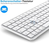OMOTON Wireless Bluetooth Billentyűzet és Egér szett Mac-hez, QWERTZ német layout, újratölthető 8