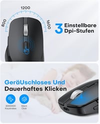 OMOTON Wireless Bluetooth Billentyűzet és Egér szett Mac-hez, QWERTZ német kiosztás, újratölthető, ergonomikus - Room grey 4