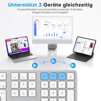 OMOTON Wireless Bluetooth Billentyűzet és Egér szett Mac-hez, QWERTZ német layout, újratölthető 2