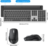 OMOTON Wireless Bluetooth Billentyűzet és Egér szett Mac-hez, QWERTZ német kiosztás, újratölthető, ergonomikus - Room grey 9