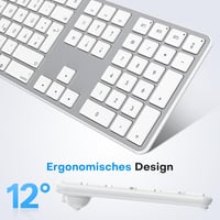 OMOTON Wireless Bluetooth Billentyűzet és Egér szett Mac-hez, QWERTZ német layout, újratölthető 9