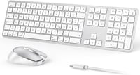 OMOTON Wireless Bluetooth Billentyűzet és Egér szett Mac-hez, QWERTZ német layout, újratölthető 1