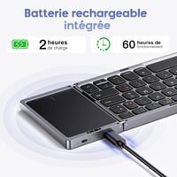 OMOTON Wireless Bluetooth Billentyűzet Touchpad-dal, Összecsukható Hordozható Tablet Laptop iPad Billentyűzet Fekete 6