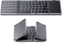 OMOTON Wireless Bluetooth Billentyűzet Touchpad-dal, Összecsukható Hordozható Tablet Laptop iPad Billentyűzet Fekete 1
