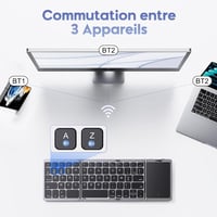 OMOTON Wireless Bluetooth Billentyűzet Touchpad-dal, Összecsukható Hordozható Tablet Laptop iPad Billentyűzet Fekete 3