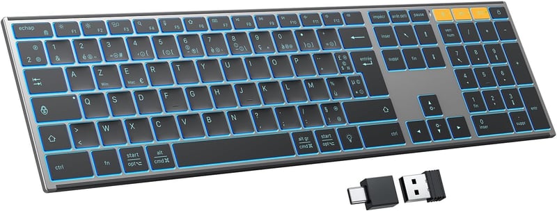 OMOTON Wireless Bluetooth Billentyűzet Újratölthető Ergonomikus Háttérvilágítás