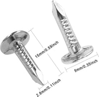OMOTOOL horganyzott tetőfedő filc rögzítő szegek 2,8 x 15 mm széles fej süllyesztett fej 280 db kerti szerszámtető 2