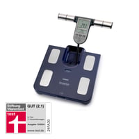 Cântar corporal Omron BF511 pentru măsurarea grăsimii și masei musculare – Măsurare cu 8 senzori (mâini și picioare), capacitate 150 kg, pentru adulți și copii, Albastru 1