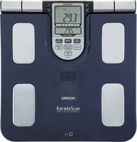 Cântar corporal Omron BF511 pentru măsurarea grăsimii și masei musculare – Măsurare cu 8 senzori (mâini și picioare), capacitate 150 kg, pentru adulți și copii, Albastru 2
