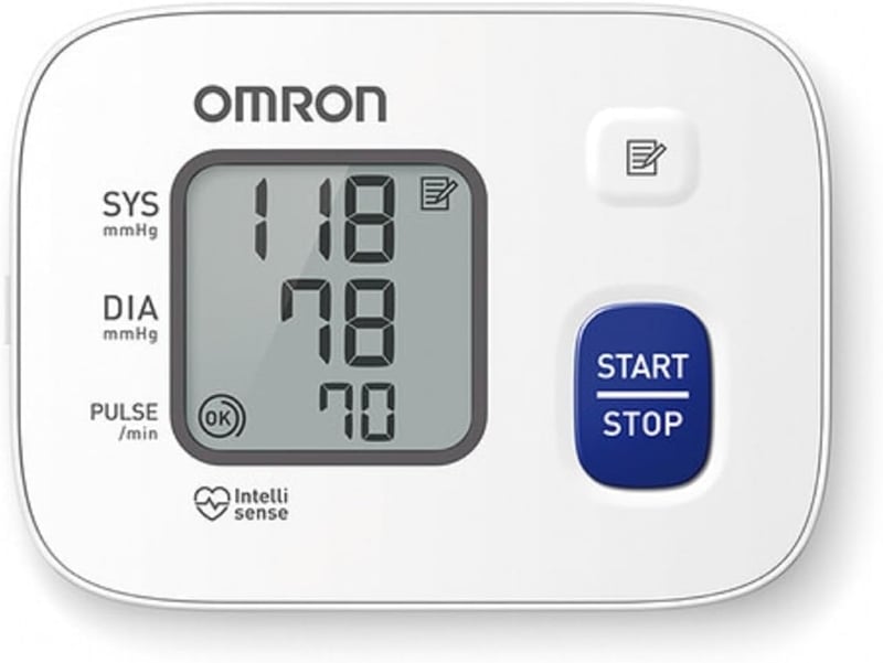 OMRON RS2 Csuklós Vérnyomásmérő - Kompakt, Pontos Otthoni Mérés, Elemekkel, Digitális Kijelzővel, Egészségügyi Eszköz