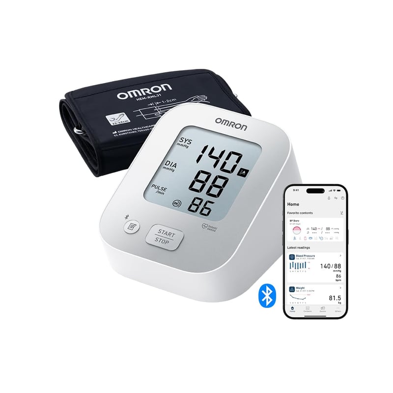 Omron X2+ Connect felkaros vérnyomásmérő, Bluetooth, univerzális mandzsetta 22-42 cm