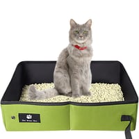 Toaletă pliabilă pentru pisici Omxyinma, portabilă, pentru călătorii, impermeabilă, ușor de curățat, pentru interior, exterior și camping, 40x30 cm, negru 1