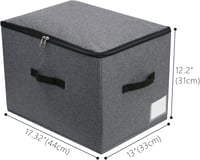 Omygarden Összecsukható Szövet Tárolódoboz Cipzáras Fedéllel és Fogantyúval, Ruhák és Ágyneműk Rendszerezéséhez, 44×33×31 cm, Sötétszürke, 2 db 2