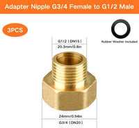 OMZSXK Sárgaréz Szűkítő G3/4 G1/2 Hüvely Nippel Gumitömítéssel 3db 2