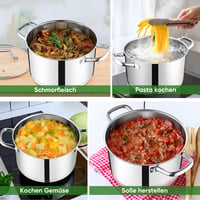 Oală pentru paste și supe Onader de 24 cm din oțel inoxidabil, cu fund triplu stratificat și capac de sticlă, 5,6 l, compatibilă cu inducție și mașina de spălat vase 7